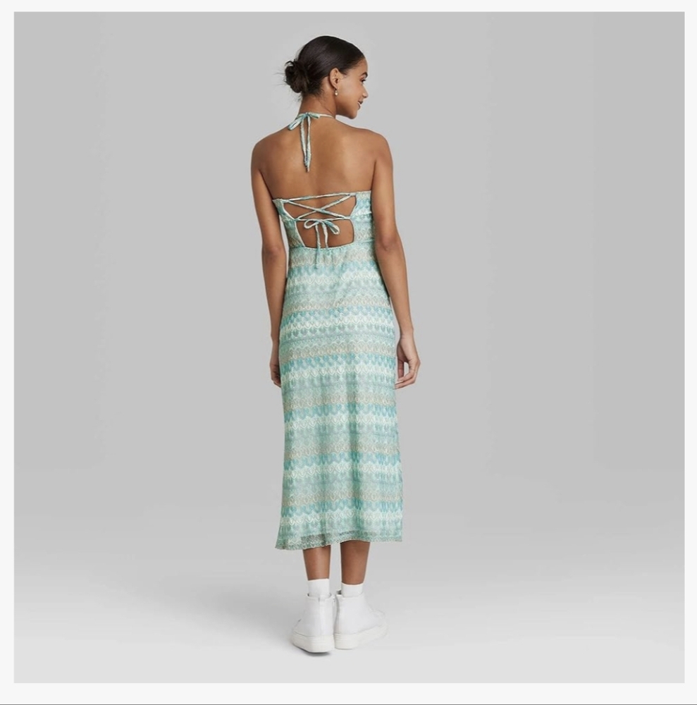Nwt Women's Crochet Slip Dress - Wild Fable Aqua Blue - Picture 2 of 5